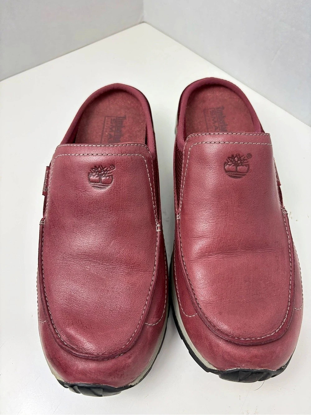 Timberland 43395 Leather Slip-On Shoes US 8.5 Burgundy